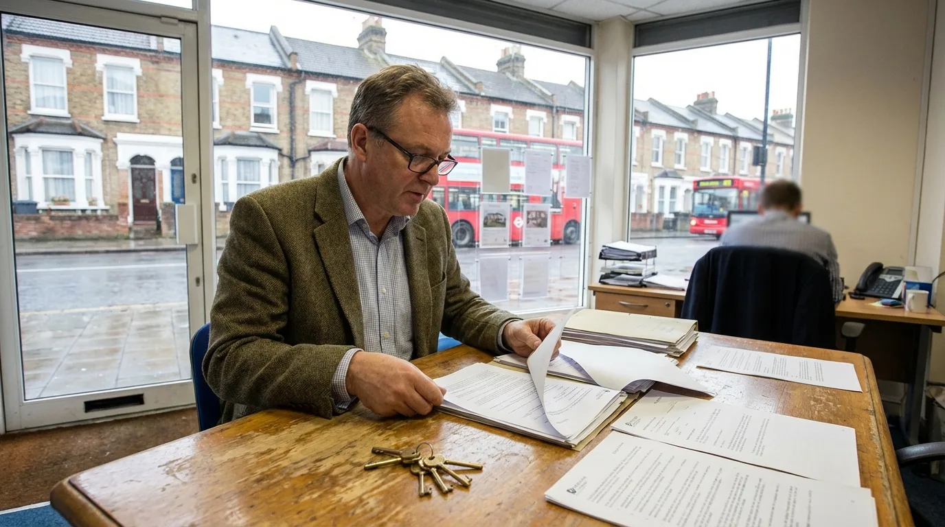 UK landlord reviewing buy-to-let property documents